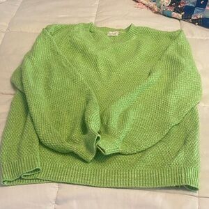 Vibrant Lime Green Women's Crew Neck Sweater